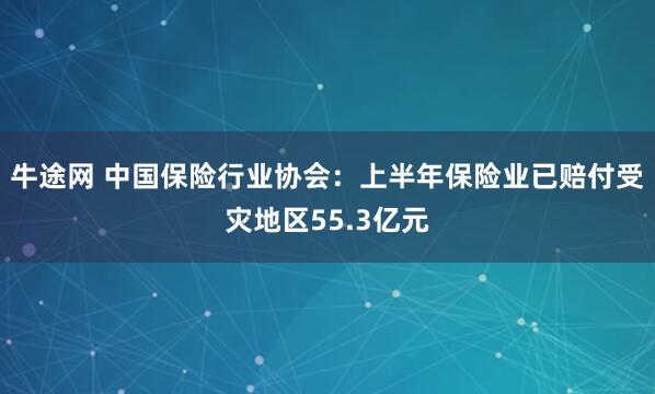 牛途网 中国保险行业协会：上半年保险业已赔付受灾地区55.3亿元